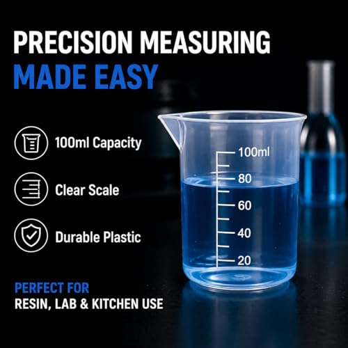 6pcs 3.4oz/100ml Plastic Measuring Cups Plastic Graduated Cup Transparent Scale Resin Clear Graduated Epoxy Mixing Jugs for Kitchen Cooking Medicine Measure Tool - size: 6pcs 100ml