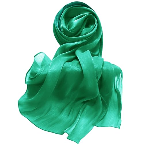 Lina & Lily Sheen Shimmer Women's Crepe Scarf Shawl Wrap Head Hijab Lightweight - color: Jade Green