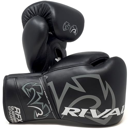 RIVAL Boxing RFX-Guerrero SF-H Lace-Up Sparring Gloves, Quilted Horsehair Padding, Laminated with a Low-Density Foam - color: Black, size: 18 oz.