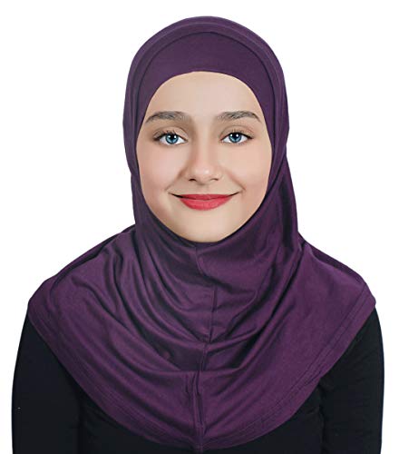 Girl's Hijab Cotton 1 Piece Amira Hijab - color: Purple