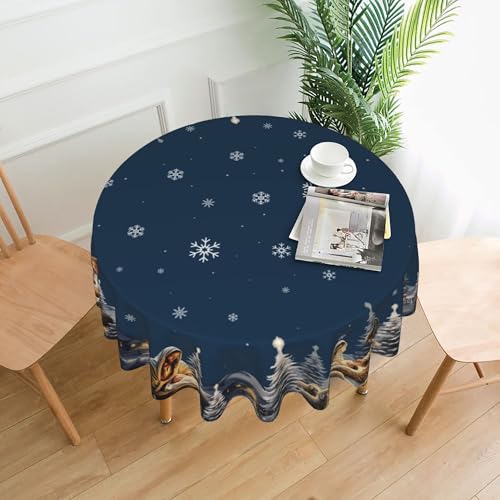 juniissl Christmas Birth Tablecloth Washable Round Table Cover for Kitchen Dining Decoration 60 Inch - color: Christmas Birth