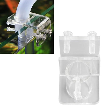 Pssopp Aquarium Water Pipe Clamp, Acrylic Aquarium Pipe Clip Clamp Holder Transparent Fish Hose Fix Clip for Aquarium in Out Pipe Single Hole 25mm/0.98in Inner Diameter
