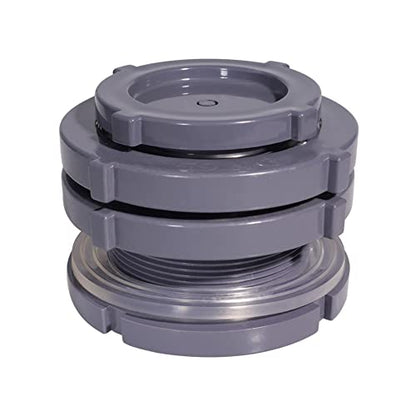 Ququyi 2.5 Inch PVC Bulkhead Water Tank Connector Adapter Fitting with Plugs Thru-Bulk Pipe Fitting for Rain Barrels, Aquariums, Ponds(Set of 1) - size: 2.5"-1pcs