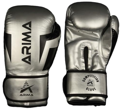 Boxing Gloves - Premium PU Leather, Heavyweight - Ideal for Boxing, Kickboxing, Muay Thai & Fitness Training - color: Silver, size: 12 oz.