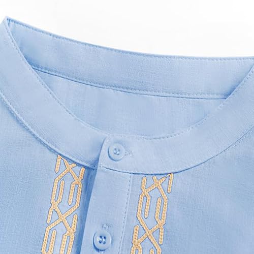 Men Islamic Caftan Thobe Big and Tall Breathable Prayer Clothes Saudi Arabic for Eid Home Casual Wear - color: Bu1, size: XX-Large
