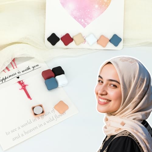 12 Pairs Hijab Magnets Strong Magnetic Hijab Pins for Women Pinless Clothing Clips for Scarf Veil Shirts Dress Muslim Islamic Gifts for Women - Square - color: Square