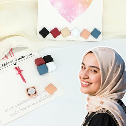 12 Pairs Hijab Magnets Strong Magnetic Hijab Pins for Women Pinless Clothing Clips for Scarf Veil Shirts Dress Muslim Islamic Gifts for Women - Square - color: Square