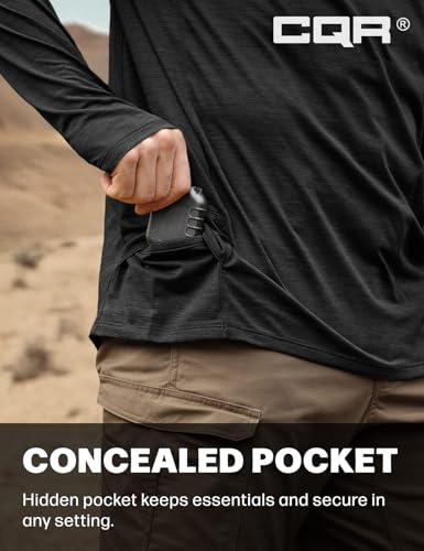 CQR Men's UPF 50+ Sun Protection Long Sleeve Quick Dry Athletic Shirts, Stretch Running Workout Hiking T-Shirts - color: Nightfall Ex Black, size: X-Large