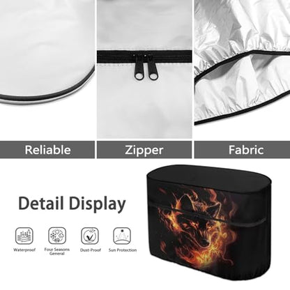 Fire Wolf Dual 20lb Propane Tank Cover with Zipper Dust-Proof Weather Resistant Gas Cylinder Cover Easy to Stall - color: Fire Wolf Print, size: S(20LB)