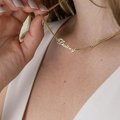 Custom Name Necklace, 18K Gold Plated Nameplate Personalized Jewelry Gift for Women - color: Style-07