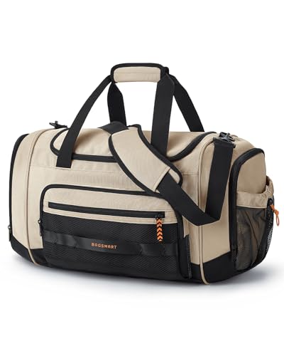 BAGSMART 4-in-1 Gym Bag for Women Men, TSA Duffle Bag for Travel | With Shoe Compartment & Wet Pocket, 22L/30L/38L Tactical Backpack with 40oz Water Bottle Holder, Lightweight, Water-resistant - color: Kakhi