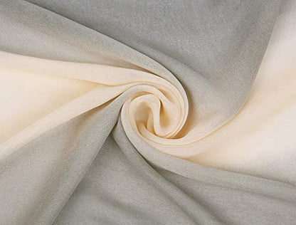 uxcell Women'sChiffon Sheer Long Scarf Silky Gradient Party - color: Gray Beige