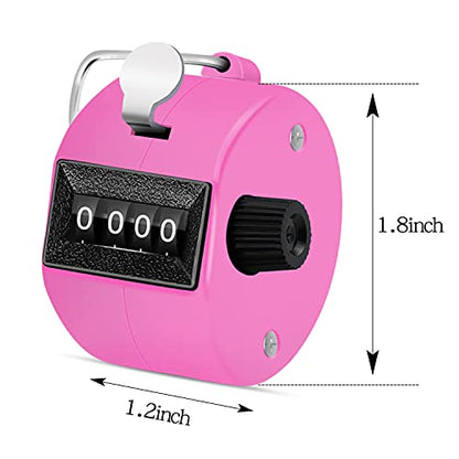 Eliamo 12 Pcs Hand Tally Counter 4-Digit Lap Counter Clicker, Manual Mechanical Handheld Pitch Click Counter with Finger Ring for School Golf & Knitting Row Croche - color: Pink
