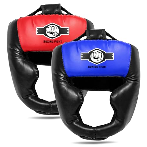 2 Pack & 1 Pack Boxing Headgear - Sparring Safety Head Guard for MMA, Kickboxing, Muay Thai, Boxing - Men, Women, Kids - color: Red & Blue, size: Small-Medium