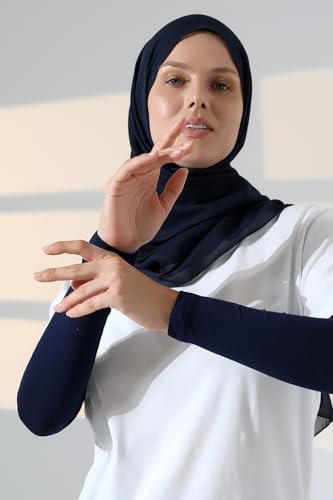ihvan online, Hijab Sleeves for Women, Muslim Arm Sleeve for Prayer, Women's Soft Stretchy Modest Sleeves to Cover Arms - color: Navy Blue