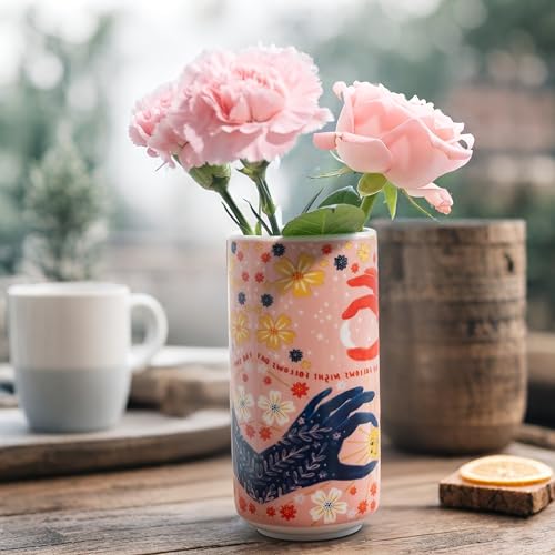 Cute Ceramic Flower Vase - Unique Abstract Art Deco Aesthetic Vase - color: "Night Asks Day" Vase