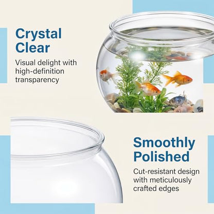 Mini Plastic Fish Bowl 38 oz Decorative Small Fish Tank Round Plastic Fishbowl Unbreakable Aquarium Starter Kit for Hydroponic Planter Centerpiece Vases Party Decorations