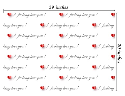 Cuitpan Funny Valentine's Day Wrapping Paper - I Fucking Love You Design for Anniversary,Wedding, Birthday, Party - 20 x 29 Inches, 6 Folded Sheets,Easy to Store - color: White-Valentine’s Day