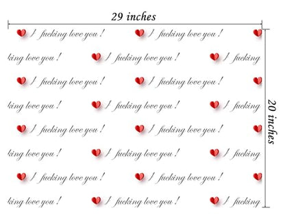 Cuitpan Funny Valentine's Day Wrapping Paper - I Fucking Love You Design for Anniversary,Wedding, Birthday, Party - 20 x 29 Inches, 6 Folded Sheets,Easy to Store - color: White-Valentine’s Day