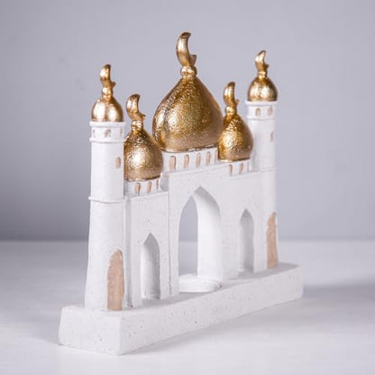 Ramadan Eid Home Decorations for Home 2025 Gold and White Mosque Tower Islamic Eid Mubarak decore - size: 8.66*2.17*9.45in