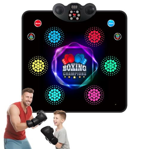 2025 Kids Musical Boxing Machine Comes with Boxing Gloves, 9 Modes, 420 Levels, 7 Lights, wall-Mounted Dual-Purpose, Memory and Reaction Training Equipment Christmas Birthday Gift for Kids