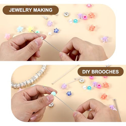Qianyu 20 Pcs Brooch Pin Stick for Jewelry Making Silver Boutonniere Brooch Long Needle Lapel Hat Pins Round Ball Metal Safety Stick Pins Accessories for DIY Costume Suit Tie Scarf Badge Craft