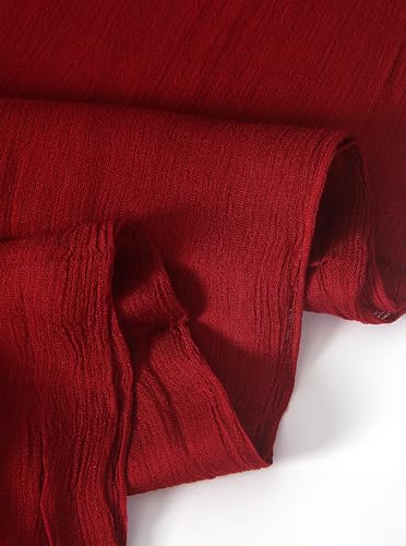 Cotton Linen Plain Hijab Scarf For Women,Muslim Viscose Crinkle Edge With Fringe,Summer Beach Wrap Headwraps Shawl - color: 42#red