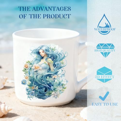 20 Pcs Sea of Flowers UV DTF Cup Wraps for 16OZ Glass, Ocean Theme UV DTF Transfer Stickers Waterproof Rub on Transfer Decals for Glass Bottle Vase Furniture Crafts - style: Sea of Flowers