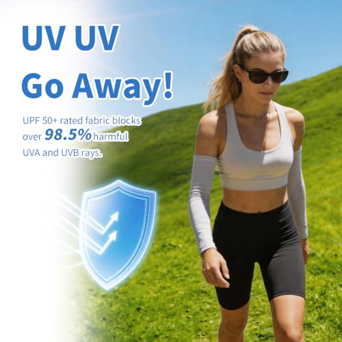 Cooling Arm Sleeves - 4 Pairs UV Sun Protection Sleeves for Women & Men, Breathable Elastic Arm Coolers for Hiking, Driving, Working & Outdoor Sports