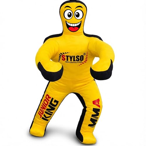 Unfilled Wrestling Dummy for Kids – Youth Grappling Dummy BJJ, MMA, Jiu Jitsu & Judo Training Partner – Durable Martial Arts Practice Buddy - color: Yellow, size: 3ft / 36"