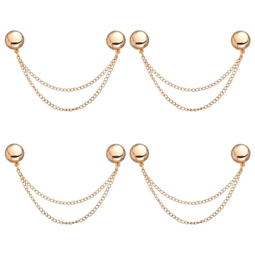 4pcs Magnetic Clothing Clips, Multi-Function Magnetic Button Clips Pinless Magnet Clothing Pins Clothing Accessories for Sleeves Skirts Dresses (Gold) - color: Gold