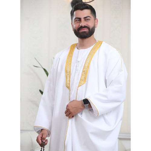 Men's Abaya (Bisht) Long Sleeves | Amazing Men's Islamic Arabian Cloak - color: White