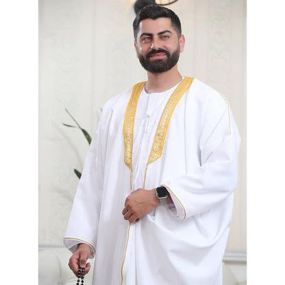 Men's Abaya (Bisht) Long Sleeves | Amazing Men's Islamic Arabian Cloak - color: White