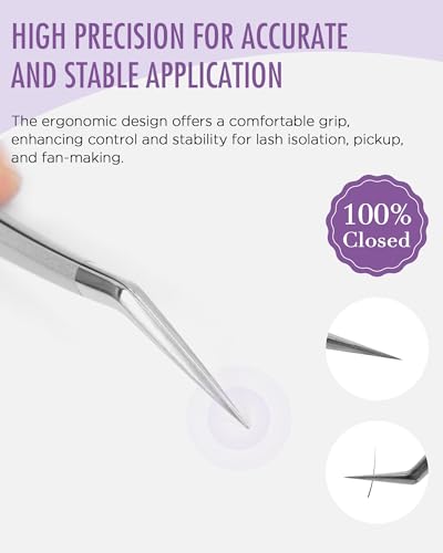 BEYELIAN Eyelash Extension Tweezers, Professional sticker tweezers | Eyelash Extension Tweezers, Professional sticker tweezers for crafting Curved Tip Stainless Steel JT10 - style: JT10