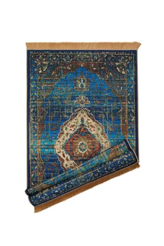 Blue Velvet Carpet Seccade Prayer Rug One Size Multicolor Polyester - Multicolor