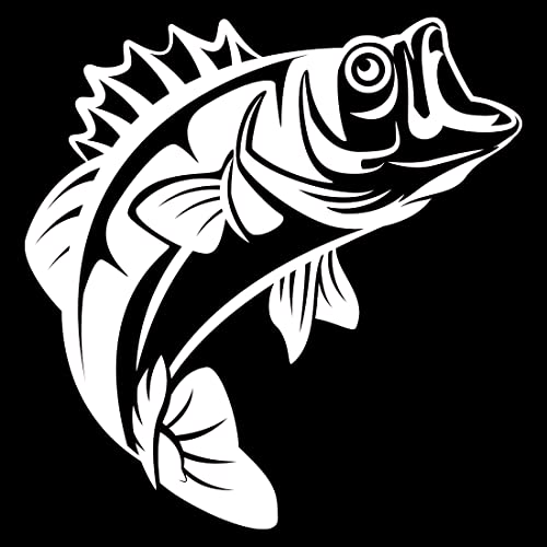Bass Fishing Fish (White) (Set Of 2) Premium Waterproof Vinyl Decal Stickers For Laptop Phone Accessory Helmet Car Window Bumper Mug Tuber Cup Door Wall Decoration - color: White, size: 5.6 inches x 5.8 inches