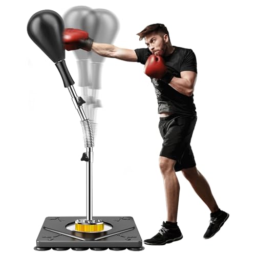 Punching Bag for Adults and Kids - Height Adjustable Suction Cup Base Boxing Bag with Stand, Boxing Equipment Fitness, Reflex Bag Speed Bag for Training - color: Black