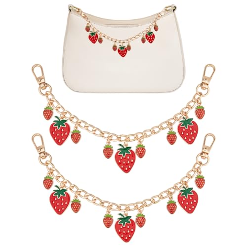 UNICRAFTALE Purse Chain Strap Replacement 8 Inch Short Chain Straps Enamel Charm Bag Handle with Buckle Extender - color: Light Gold/Red
