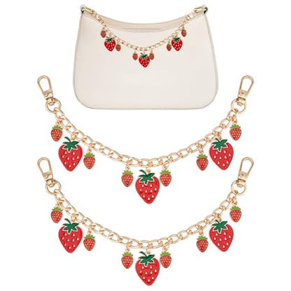 UNICRAFTALE Purse Chain Strap Replacement 8 Inch Short Chain Straps Enamel Charm Bag Handle with Buckle Extender - color: Light Gold/Red