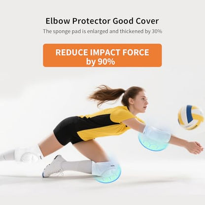 Volleyball Elbow Pads Youth 2XS-XL - Kids Teens Elbow Protector with Thicken Sponge Breathable Padding - color: White, size: Medium
