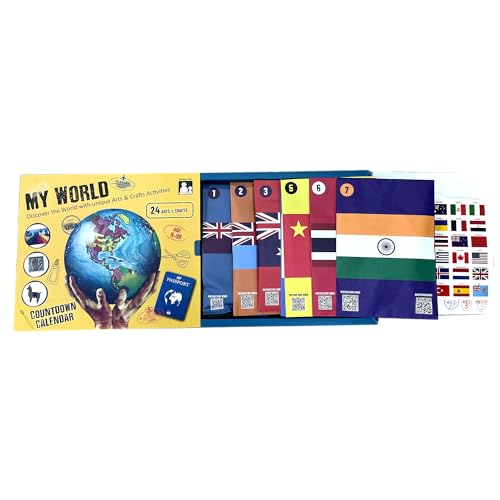 My World Advent Calendar - visit 24 countries, explore different cultures, create original Arts & Crafts from each country! Ages 9+ Includes a Printed Guide. Ages 9+