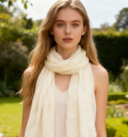 Mealah Womens Shawl Scarf - Lightweight Wrap Scarves Shawl Solid Color Sunscreen Scarve for Spring Summer Season Travel - color: Off-white