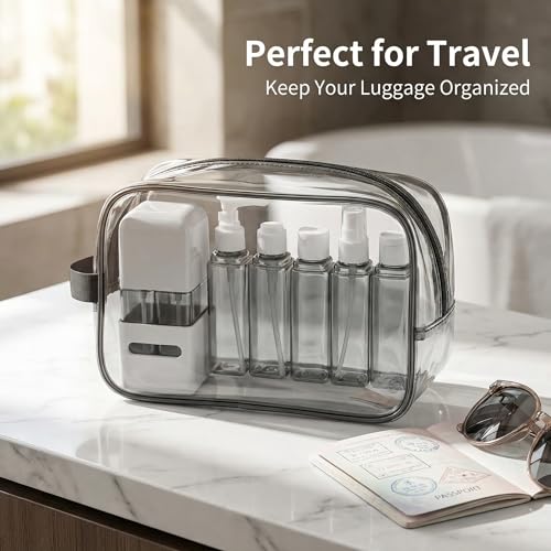 4 in 1 Travel Dispenser Bottle Refillable 4 in 1 Travel Dispenser 60ml Travel Bottles Leakproof Travel Size Containers for Toiletries Shampoo Lotion Gray - color: Gray