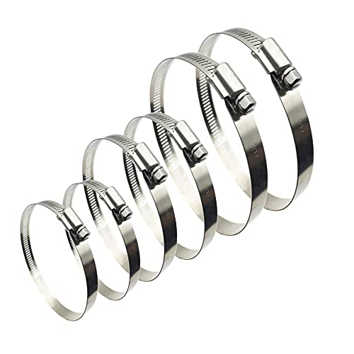 6 Pieces (3" 4” 5") Adjustable 304 Stainless Steel Worm Gear Hose Clamps Water Pipe Clamps Assortment Kit Duct Clamps Pipe Clamp worm drive hose clamps (3" 4” 5") - size: 3“/4"/5"-6Pcs