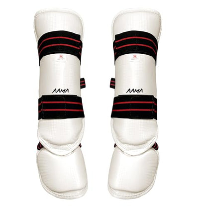 AAMA Martial Arts Taekwondo Vinyl Shin Instep Guard Protector - size: Medium