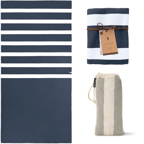 SummerSand Microfiber Beach Towel - Quick Dry, Sand Free - Compact and Lightweight for Travel - Recycled Materials - Travel Bag Included - Large Microfiber Towel (63x31.5in – Deep Blue) - color: Deep Blue