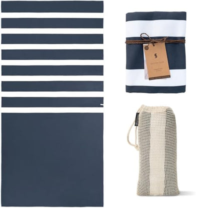 SummerSand Microfiber Beach Towel - Quick Dry, Sand Free - Compact and Lightweight for Travel - Recycled Materials - Travel Bag Included - Large Microfiber Towel (63x31.5in – Deep Blue) - color: Deep Blue