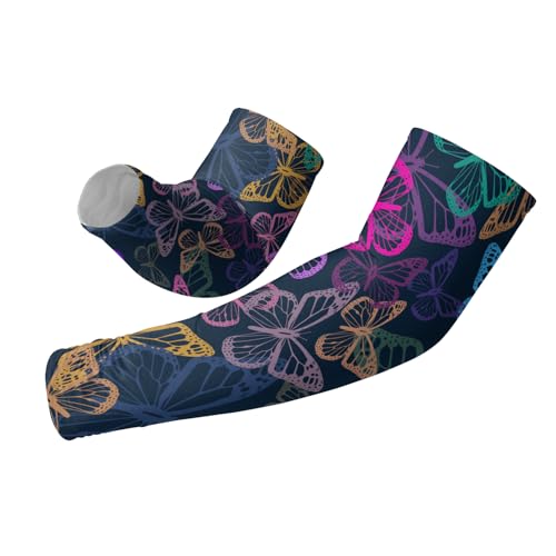 Cooling Arm Cover For Men & Women - Uv Sun Protection Arm Sleeves For Driving Golfing Fishing Cycling Hiking - color: Colorful Butterfly, size: 4.7x19.8in