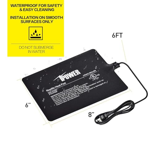 iPower 6 by 8-Inch 8W Reptile Heat Mat, LCD Digital Aquarium Thermometer, Under Tank Warmer Terrarium Heat Pad for Turtles Lizards Frogs and Other Small Animals - size: 6" x 8", style: Heat Pad + Thermometer