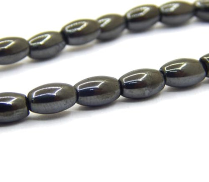 Perlin Muslim Prayer Beads 33 Bead Black Hematite Tasbih – Islamic Misbaha Subha Dhikr Beads with Mini 8 x 4 mm Oval Hematite Gemstone Beads, Ottoman Style Prayer Rosary with Metal Imam, 25 cm